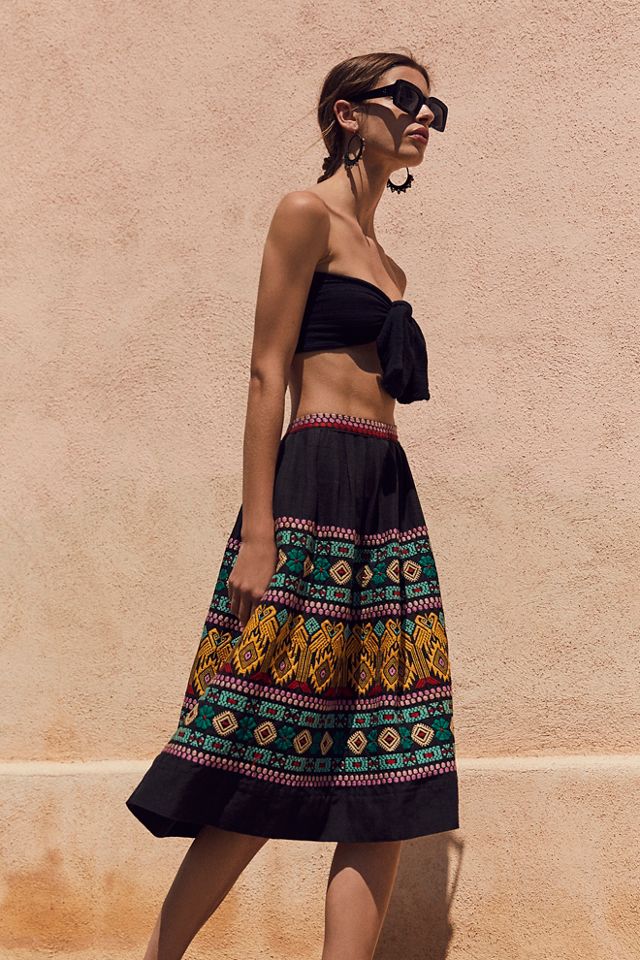 Vintage 1970s Embroidered Skirt