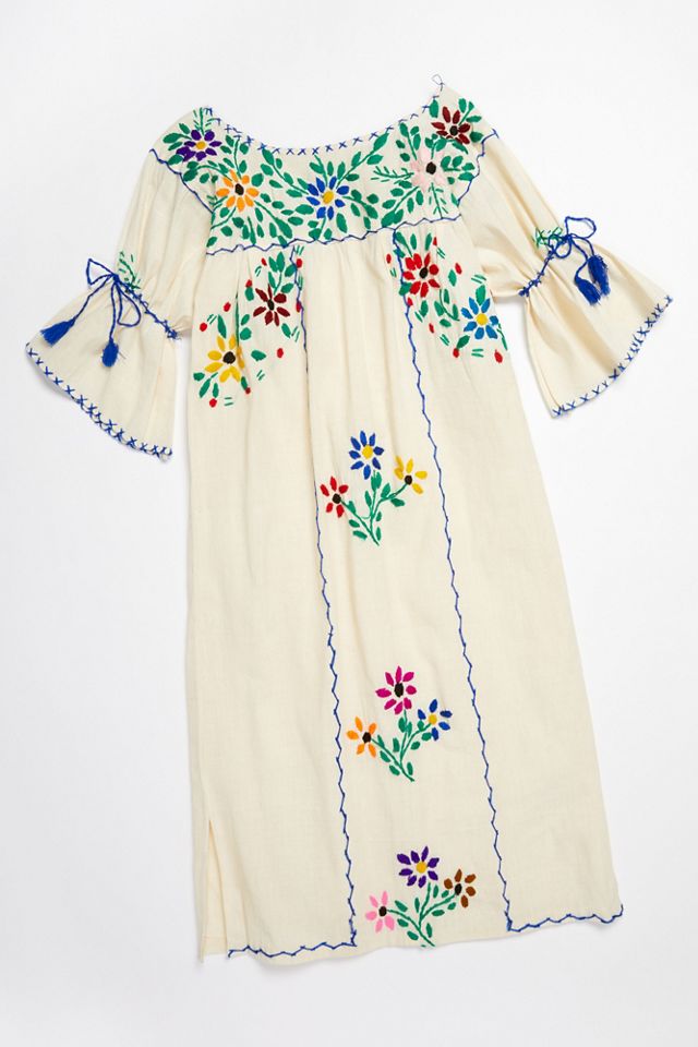 Vintage 1970s Hand Embroidered Dress