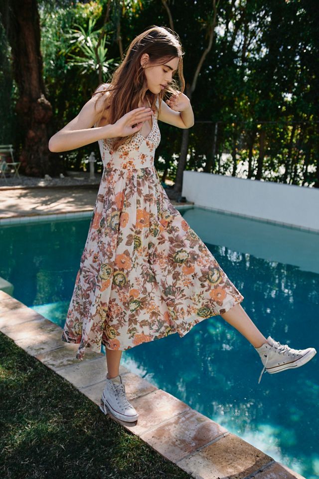 Free people floral cheap midi dress