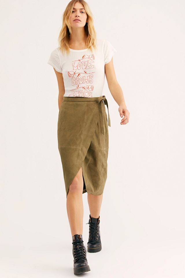 Suede Wrap Skirt