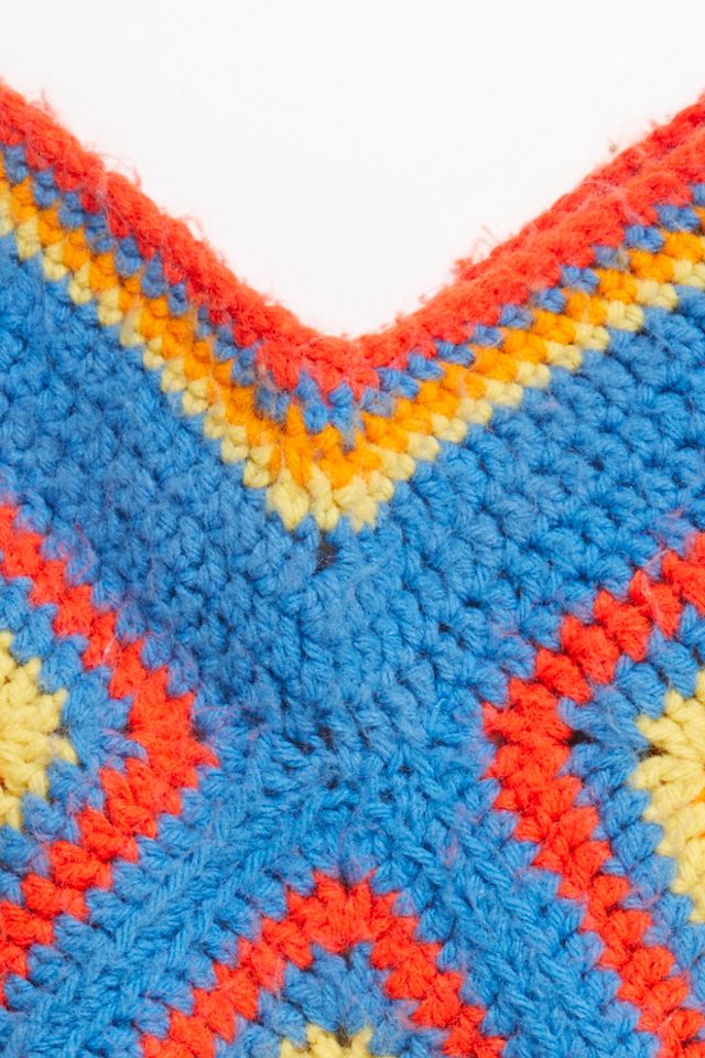 Vintage 1970s Granny Square Crochet Poncho #4