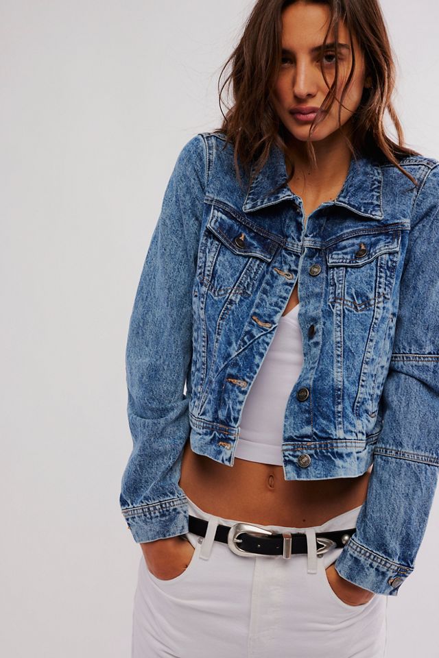 Free people white denim hot sale jacket