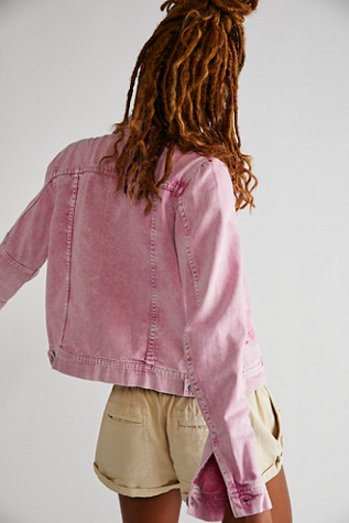 free people pink jean jacket