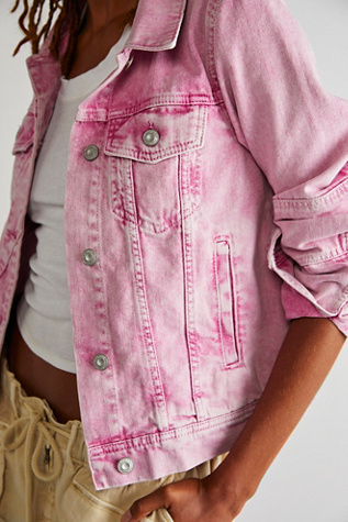 long pink denim jacket