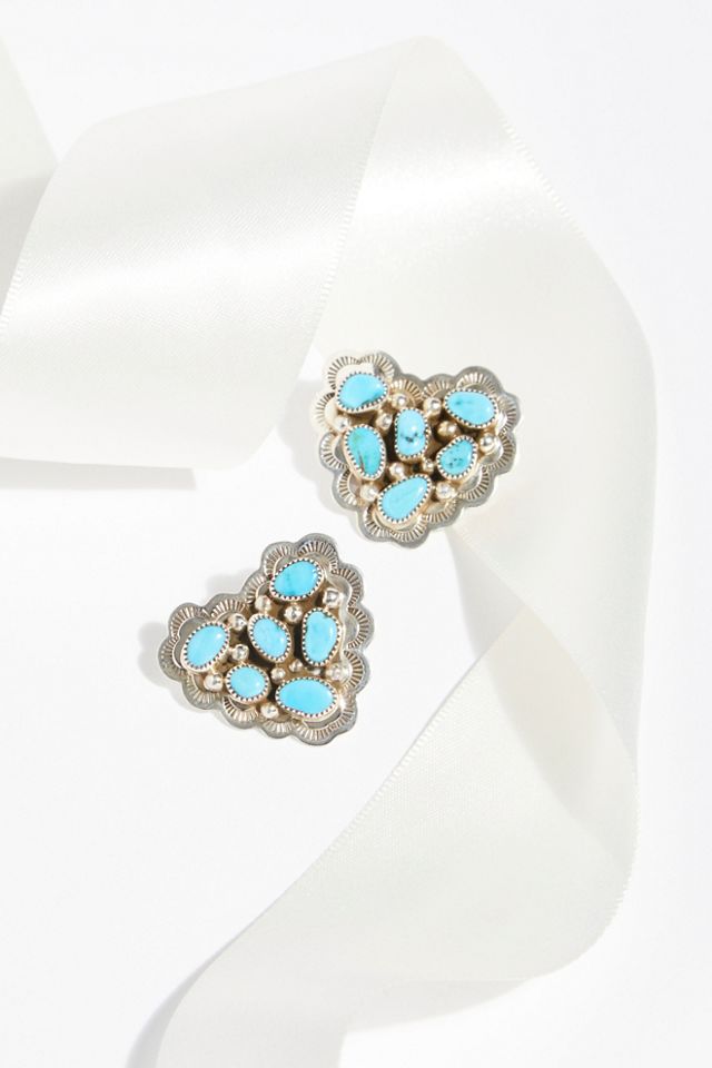 Turquoise Cluster Heart Stud Earrings | Free People