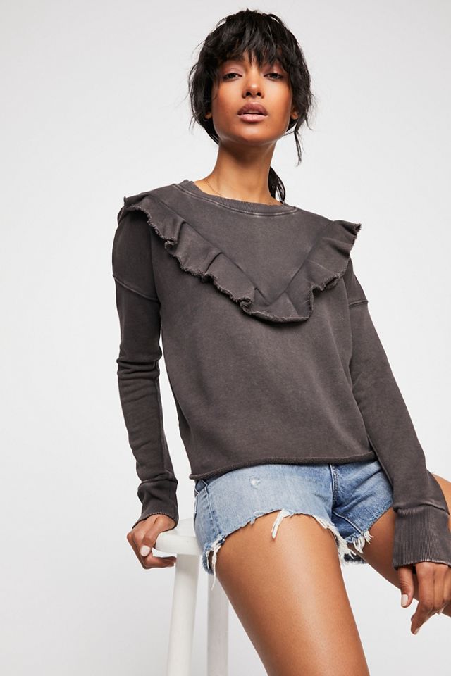 Grey ruffle sweatshirt online