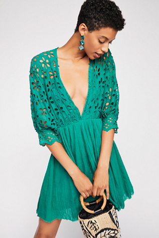 belati forest green eyelet dress Bella Note Mini MTO10%