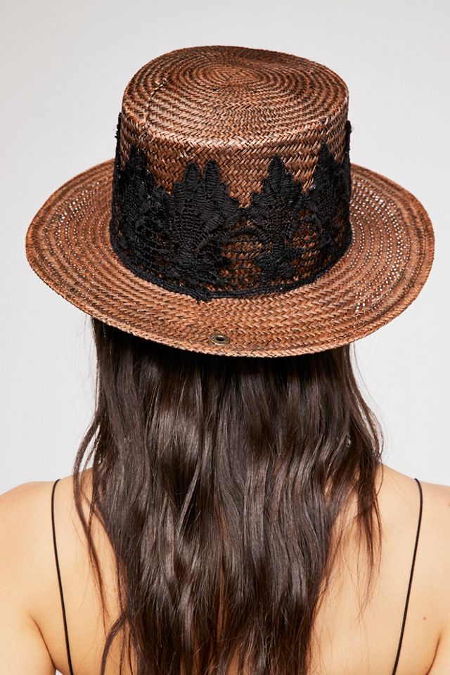 Catalonia Lace Straw Boater Hat #1