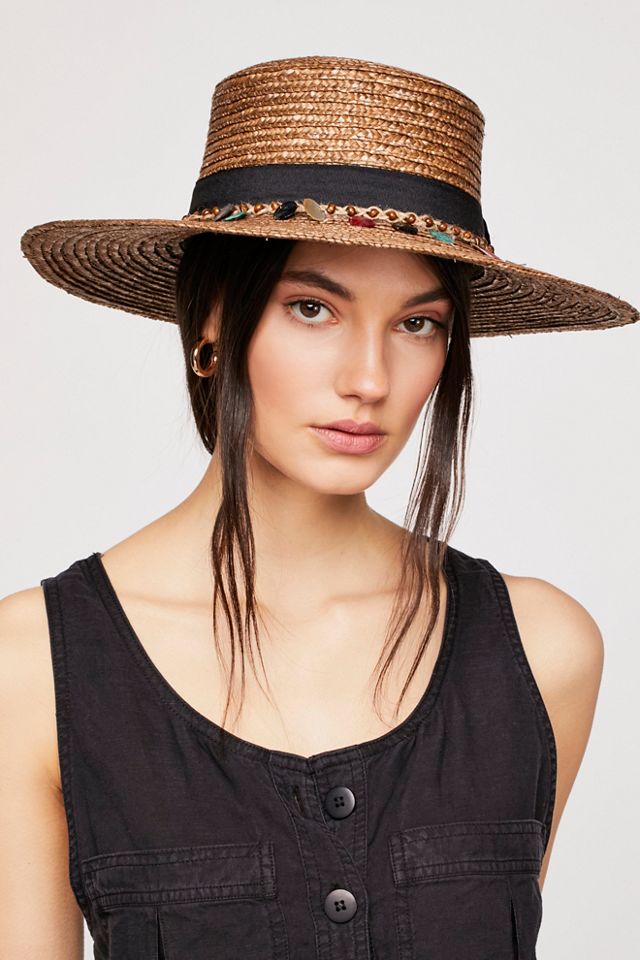 Tiki Ti Embroidered Straw Boater  #1
