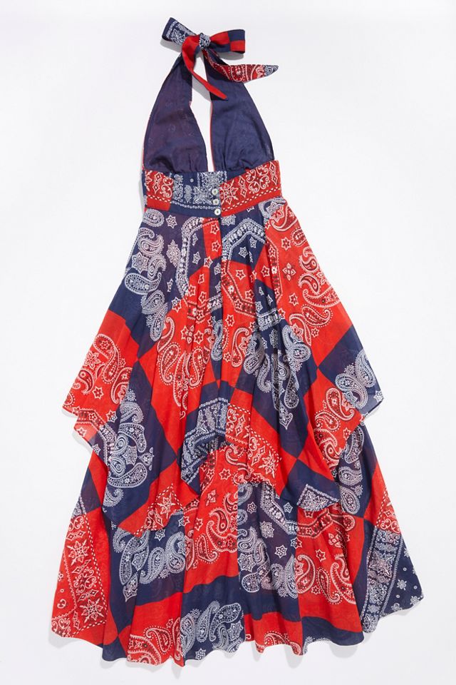 Vintage 1970s Bandana Halter Dress #2