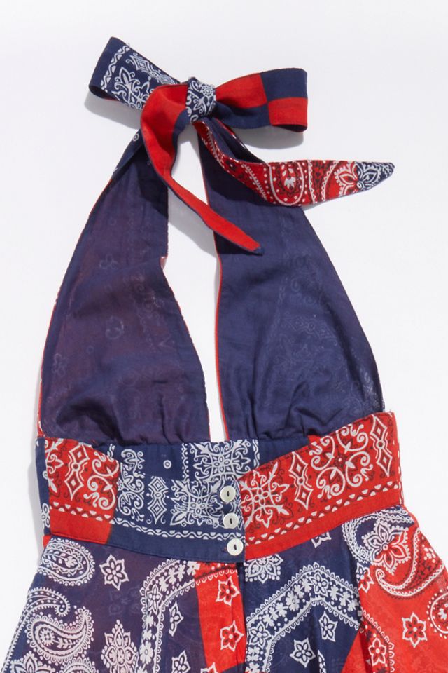 Vintage 1970s Bandana Halter Dress #3