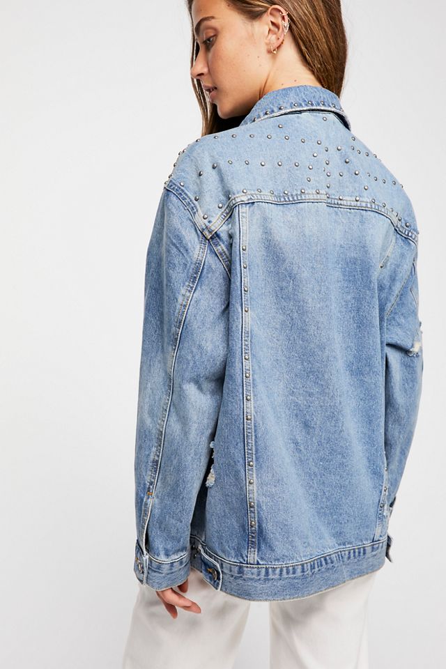 Free people studded 2025 denim trucker jacket