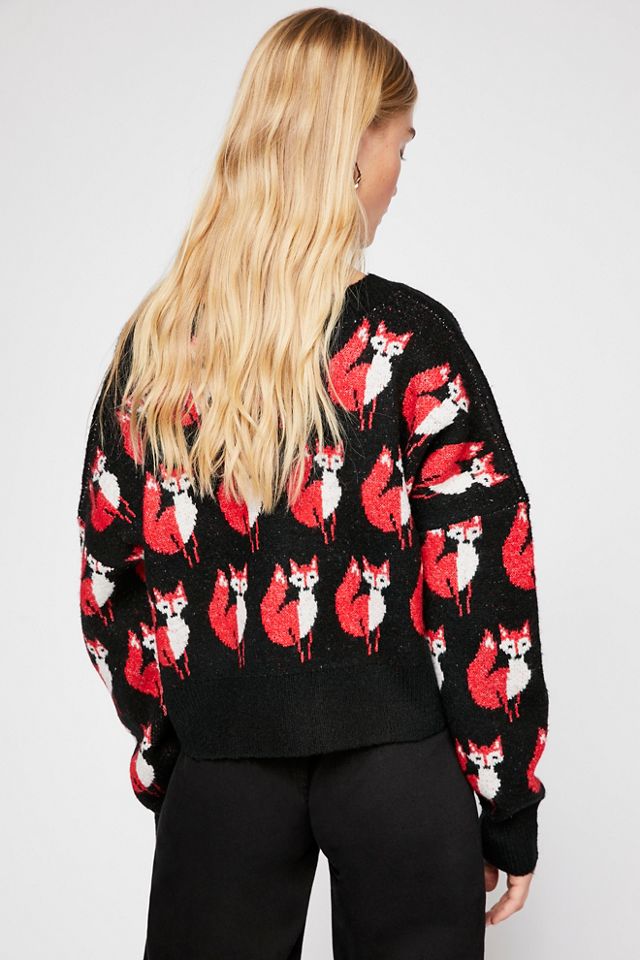 Allover Foxes Pullover Sweater #1