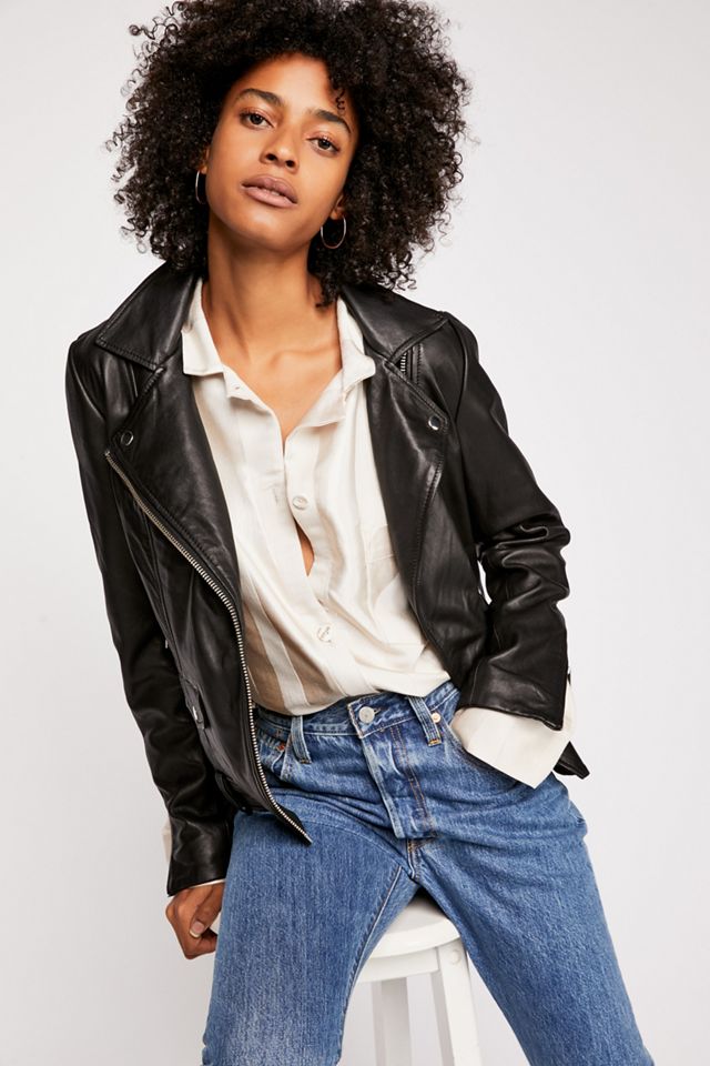 Maison scotch leather on sale jacket