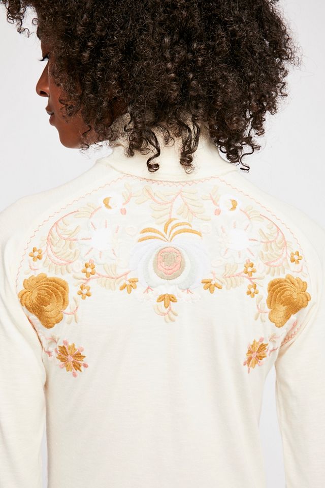 Free people disco rose embroidered 2024 turtleneck top