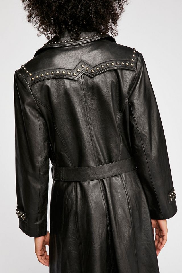 Studded Leather Trench Coat #1