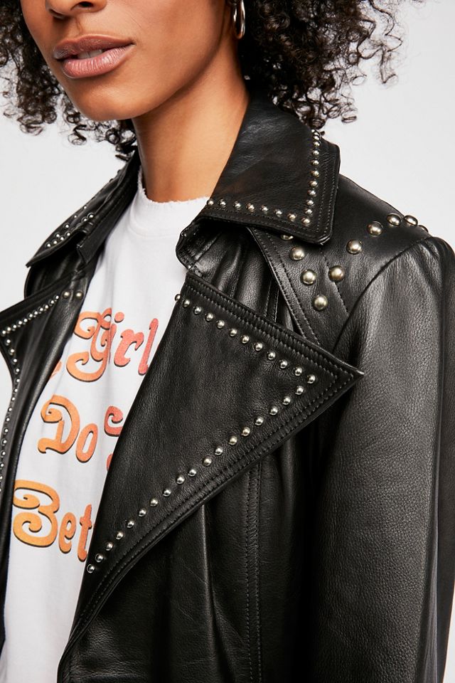 Studded Leather Trench Coat #3
