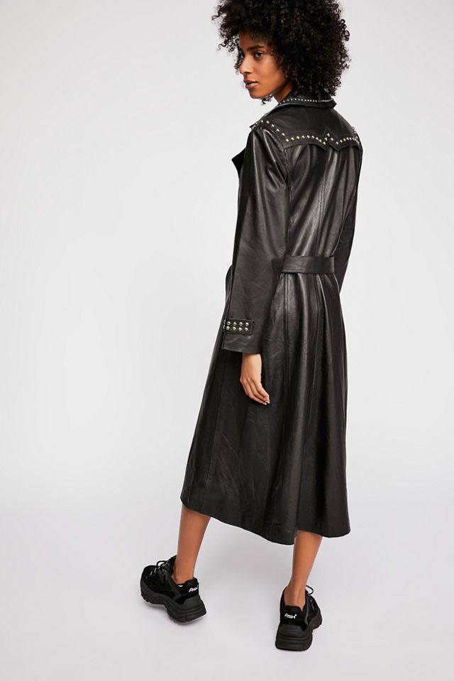 Studded Leather Trench Coat #4