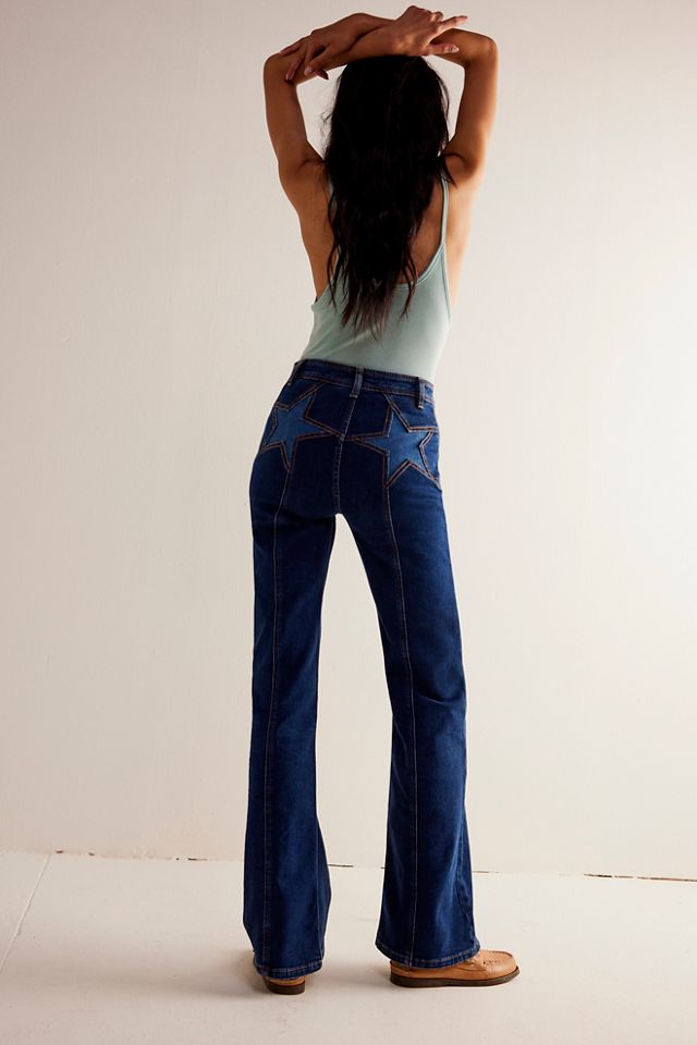 Free People Firecracker Red Star Flare Jeans  Flare jeans, Red star, High  waisted flare jeans