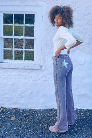 Free People Firecracker flared jeans in blue with