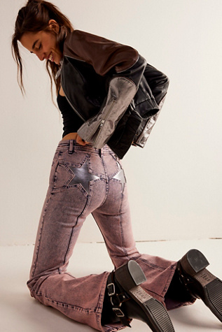 We The Free Firecracker Flare Jeans at Free People in Purple, Size: 26
