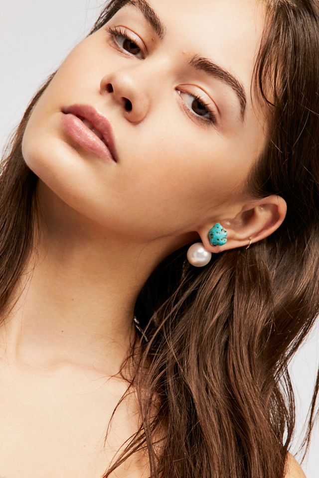 Raw Stone Double Sided Stud Earrings