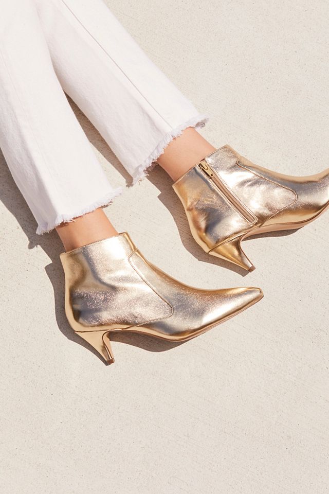 Gold kitten heel outlet boots