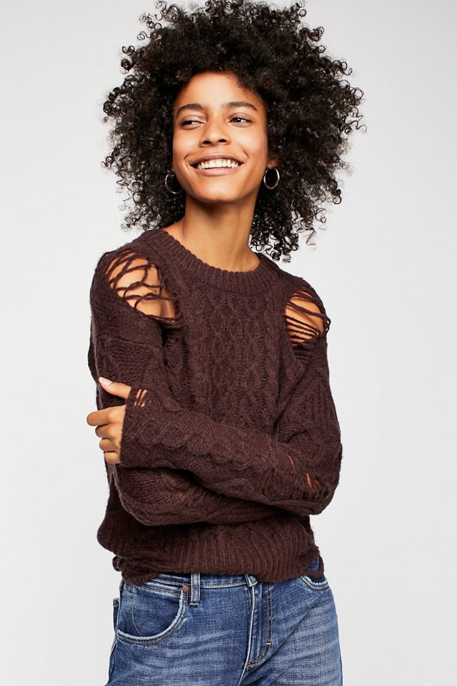 Jolene Destroyed Cable Sweater #1