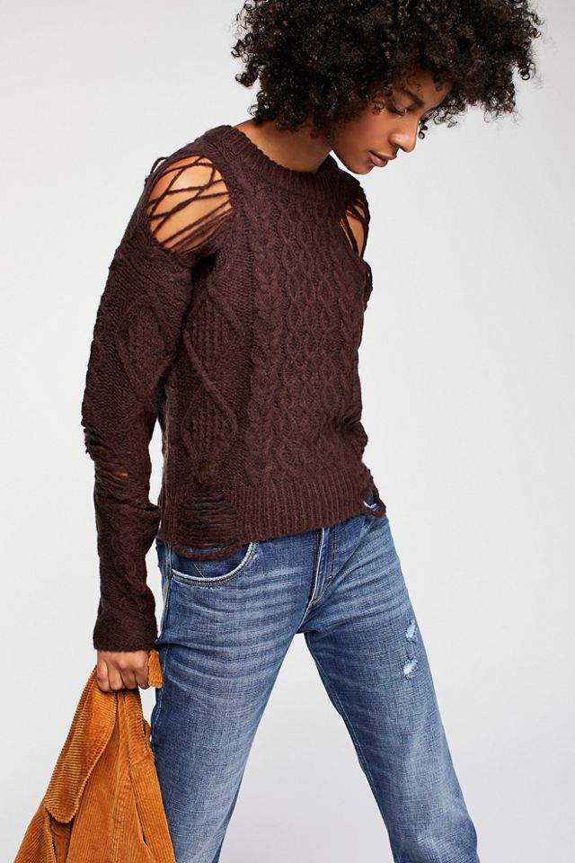 Jolene Destroyed Cable Sweater #4