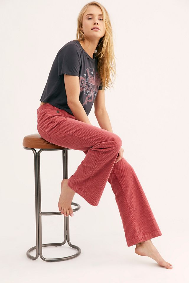 Hip hugging flare cheap cord pants