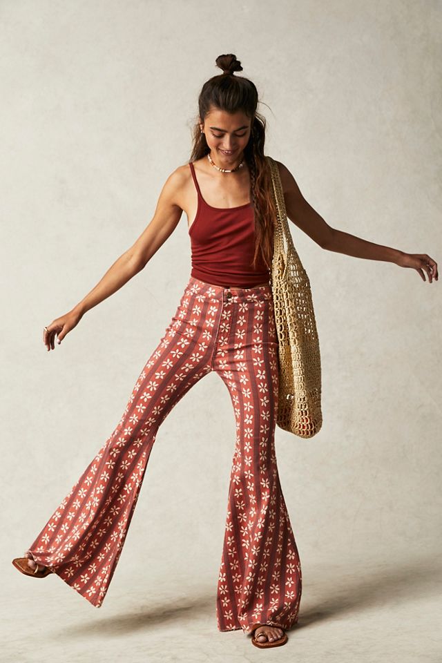 Just Float On Printed Flare Jeans ~ Free People