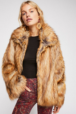 Free people blue fur cheap coat