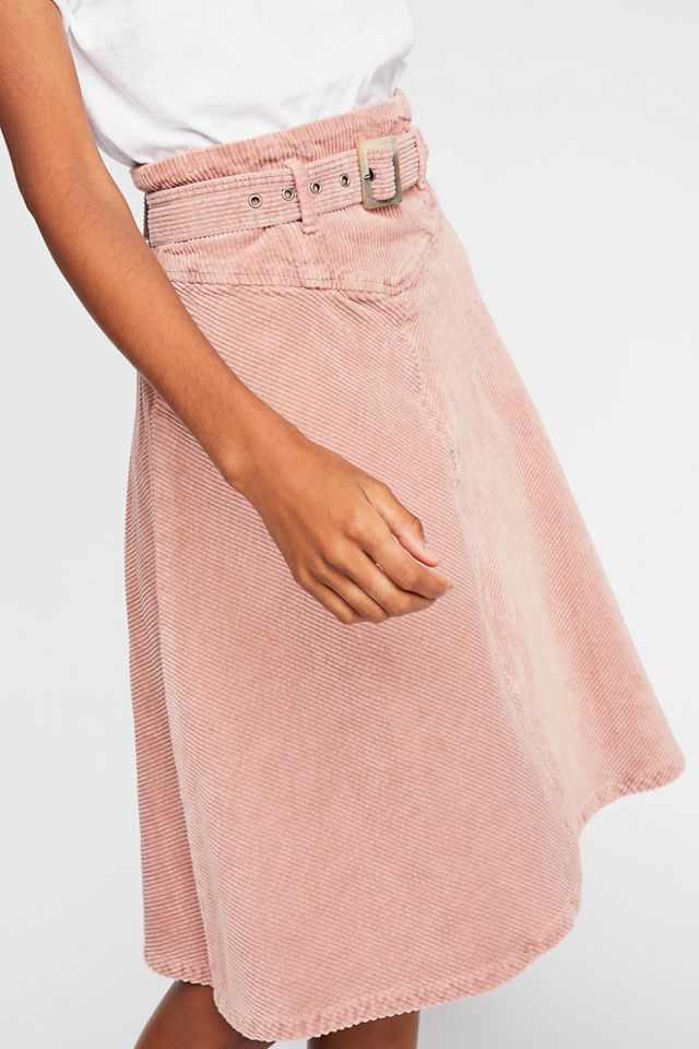 Belt It Up Cord Midi Skirt Free People