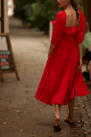 Oasis Midi Dress By free-est At Free People In Poppy Red, Size: Large