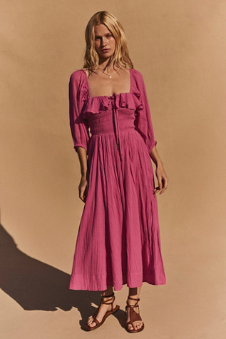 strapless open back dress Long Light-Pink Bridesmaid Dresses with Flounced Sleeves – loveangeldress main image 0