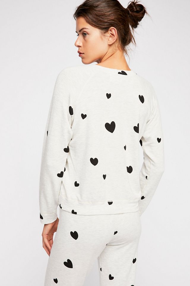 Super Soft Vintage Raglan Pullover With Hearts #2