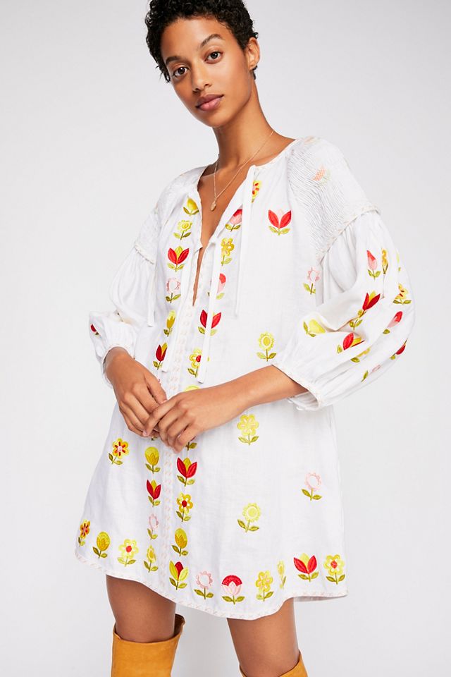 Embroidered best sale smock dress