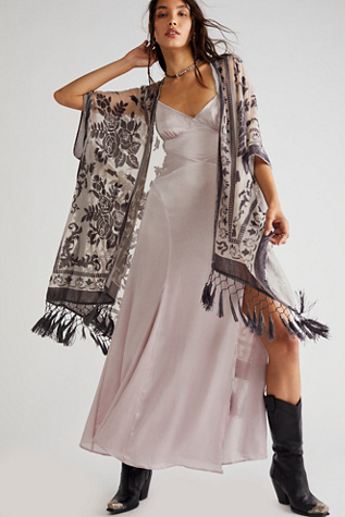 Nightbird Burnout Kimono at Free People in Lunar Rock