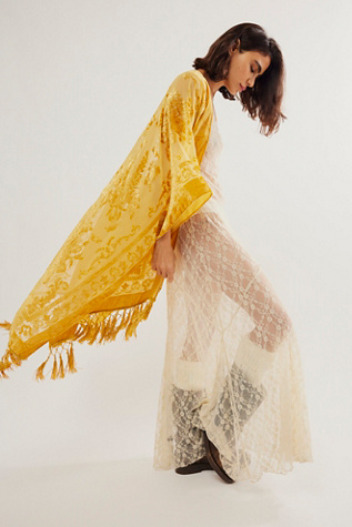 Nightbird Burnout Kimono At Free People In Gold Combo