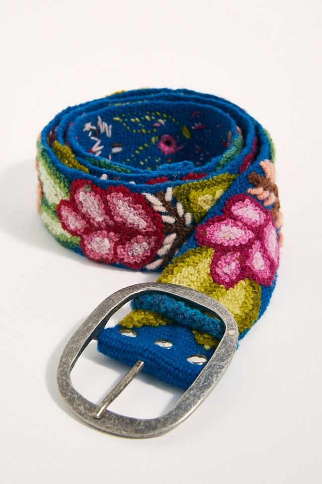 Free People Floral Canvas Belt Boho Cotton Multi Color Vibrant Free People Flower Print Fabric Belt S/M – The Thrifty Hippy main image 2