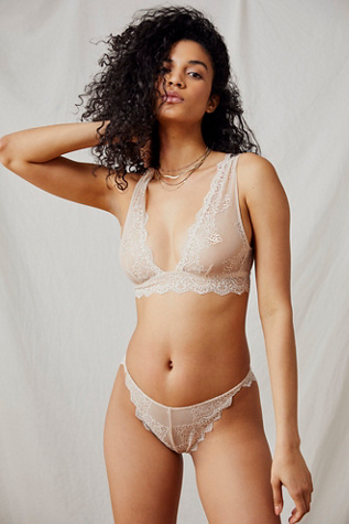 So Fine Lace Thong by Only Hearts at Free People in Tinted, Size: XS/S