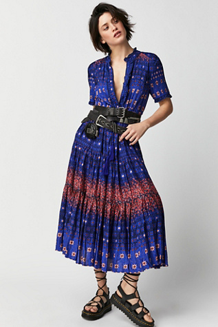 Free People Rare Feelings Maxi Dress In Capri Blue Combo