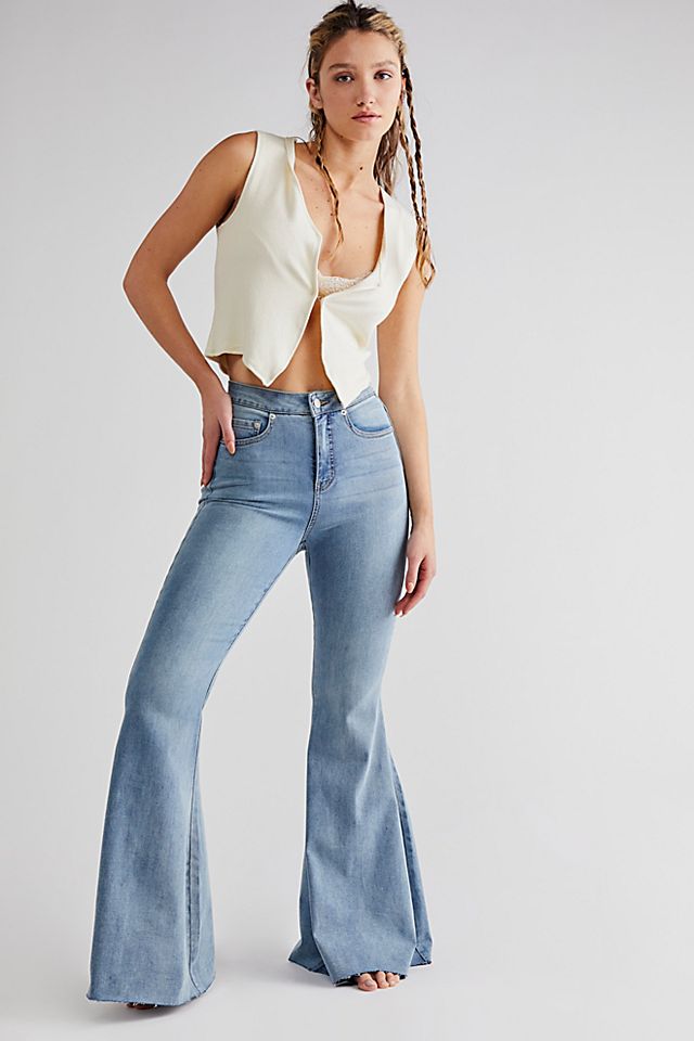 CRVY Super High-Rise Lace-Up Flare Jeans