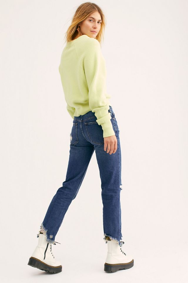 Chewed Up Mid-Rise Straight-Leg Jeans #1