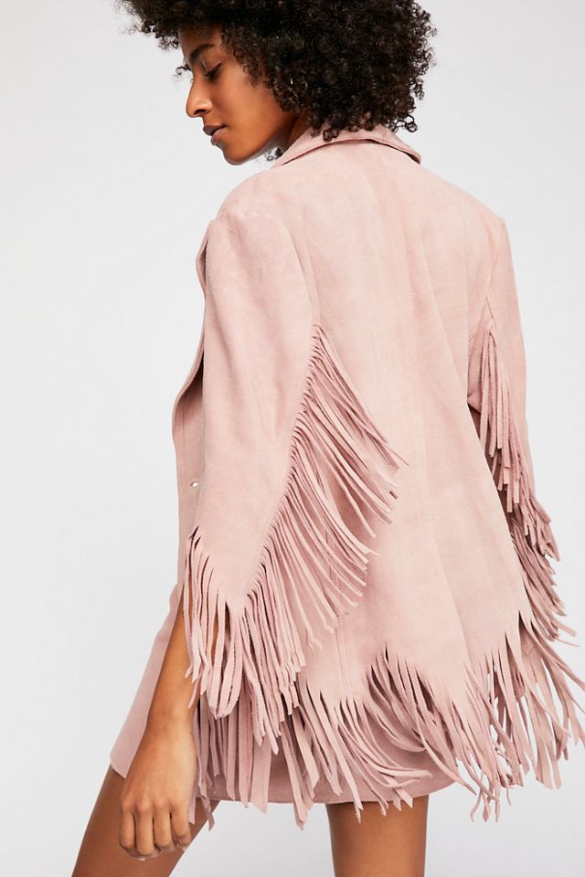 Suede Fringe Blazer 