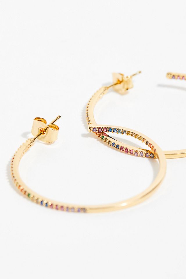 Tai Rhinestone Medium Hoop Earrings #3