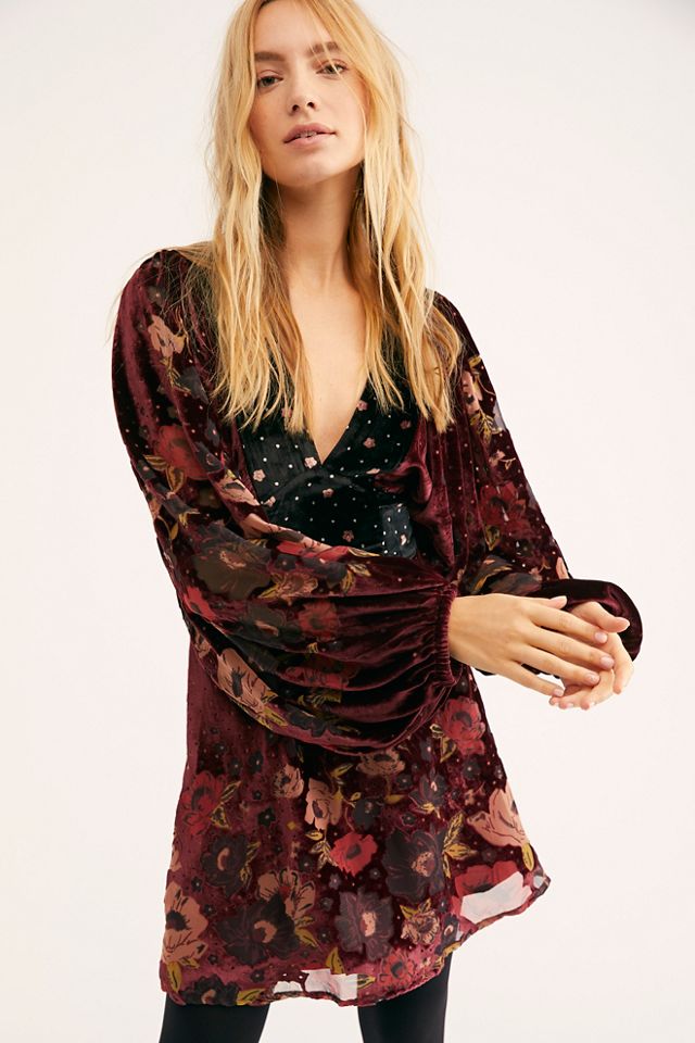 Last Letter Burnout Velvet Mini Dress | Free People