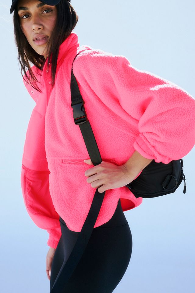 Free People Hit The Slopes Fleece Jacket - Barbie Pink