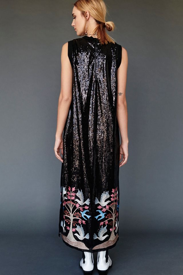 Blue Bird Sequin Embroidered Maxi Dress #2