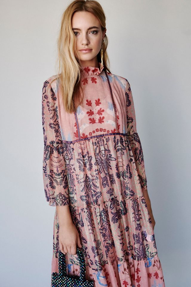 Feathers and Foliage Midi Dress #3